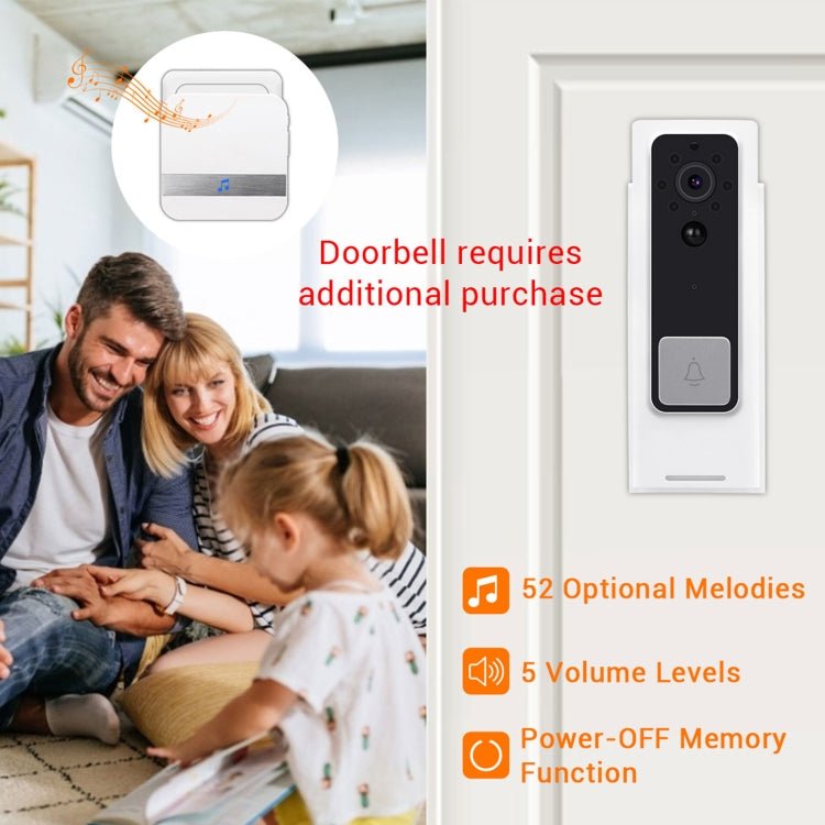 B10 52 Chimes 110dB Doorbell Receiver Low Power Consumption Home Door Tools, EU Plug, AC 90 - 260V - Trustpick