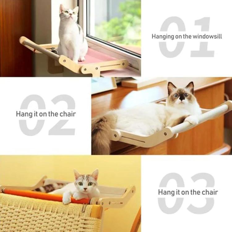 Balcony Wooden Cat Hammock Window Wall Mounted Cat Hutch Hanging Bedside Pet Kennel - Trustpick