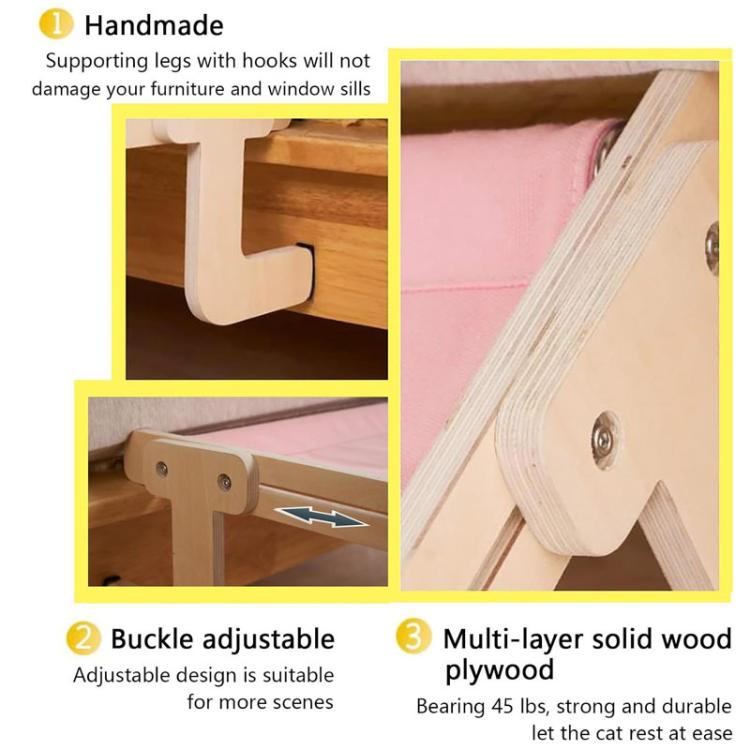 Balcony Wooden Cat Hammock Window Wall Mounted Cat Hutch Hanging Bedside Pet Kennel - Trustpick