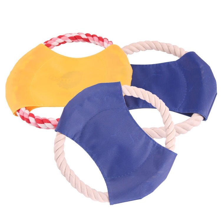 BG - W253H Pet Dog Canvas Bite Resistant Cotton Rope Frisbee Pet Training Toy Color Random Delivery - Trustpick