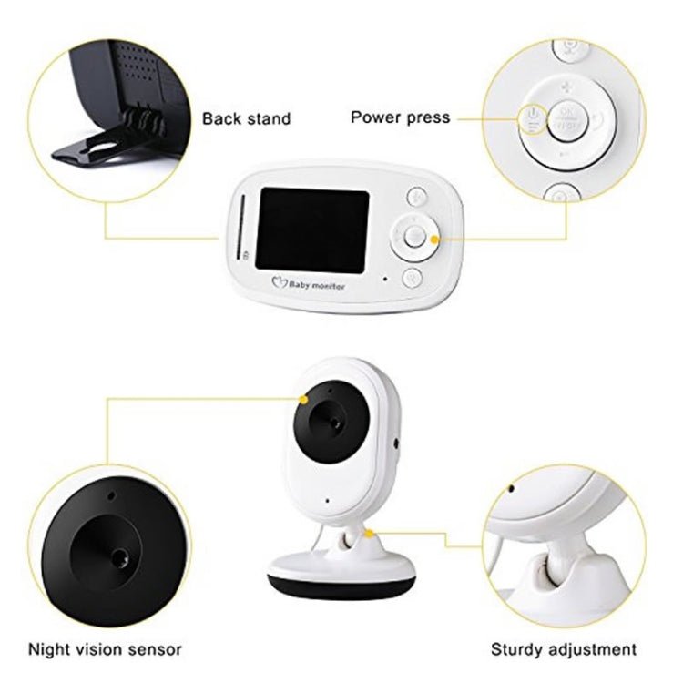 BM - SP820 2.4 inch LCD 2.4GHz Wireless Surveillance Camera Baby Monitor with 7 - IR LED Night Vision, Two Way Voice Talk - Trustpick
