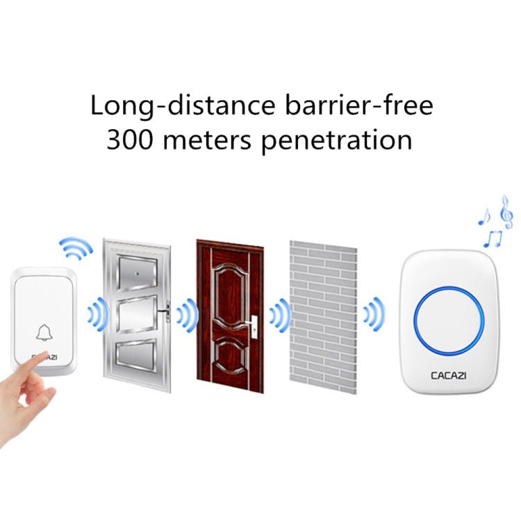 CACAZI A06 - DC 1 to 2 Battery Smart Home Wireless Waterproof Doorbell - Trustpick
