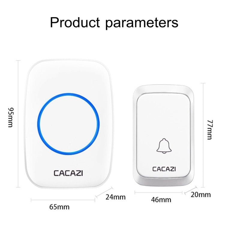 CACAZI A06 - DC 1 to 2 Battery Smart Home Wireless Waterproof Doorbell - Trustpick