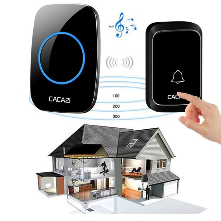 CACAZI A06 - DC 1 to 2 Battery Smart Home Wireless Waterproof Doorbell - Trustpick