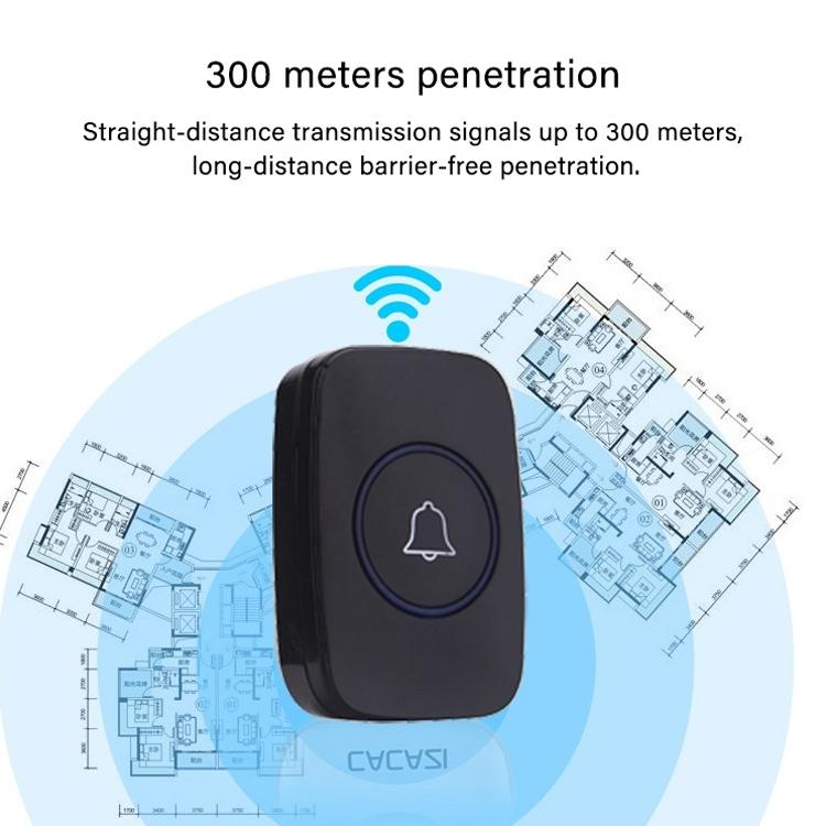 CACAZI A10 300m Long Range No Battery Waterproof LED Light Smart Wireless Doorbell - Trustpick