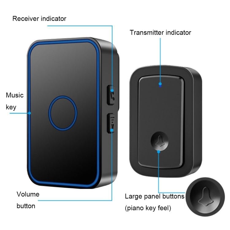CACAZI A19 One Button Three Receivers Wireless Music Doorbell without Battery - Trustpick