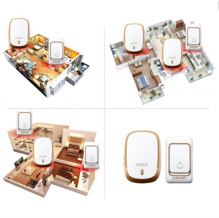 CACAZI K01 Pager Wireless Smart Music Waterproof Doorbell, Random Color Delivery, US / EU / UK Plug - Trustpick