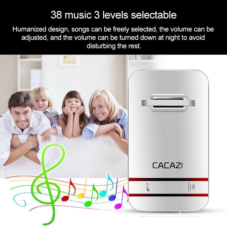 CACAZI V027G One Button One Receivers Self - Powered Wireless Home Kinetic Electronic Doorbell, UK Plug - Trustpick