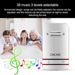CACAZI V027G One Button Three Receivers Self - Powered Wireless Home Kinetic Electronic Doorbell, UK Plug - Trustpick