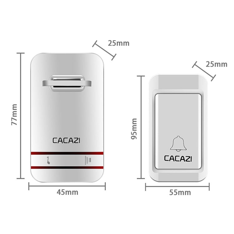 CACAZI V027G One Button Three Receivers Self - Powered Wireless Home Kinetic Electronic Doorbell, UK Plug - Trustpick