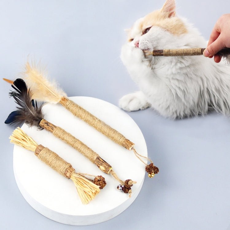 Cat Teething Stick Toy Teeth Cleaning Catnip Teasing Stick - Trustpick