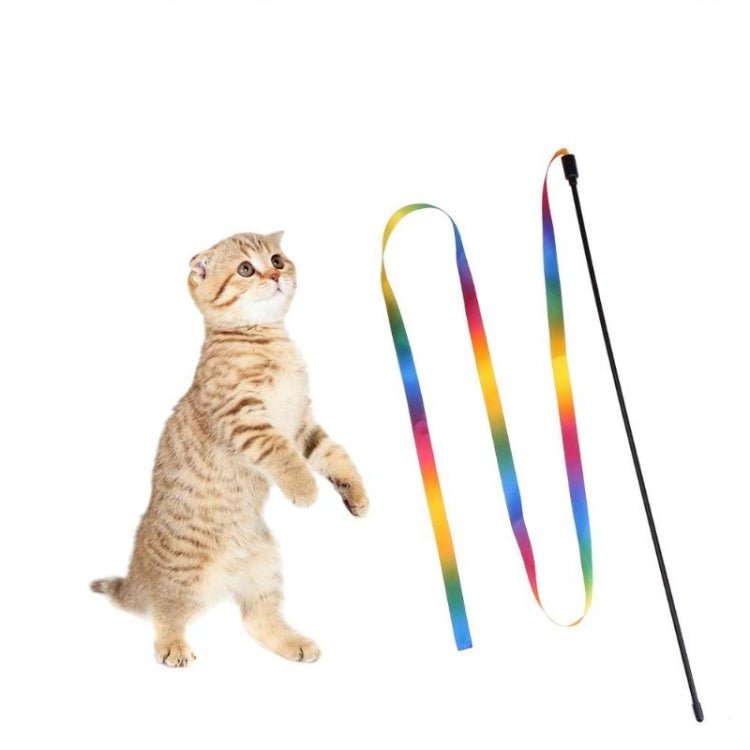 Cat Toy Rainbow Cloth Strip Funny Cat Stick - Trustpick