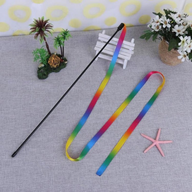 Cat Toy Rainbow Cloth Strip Funny Cat Stick - Trustpick
