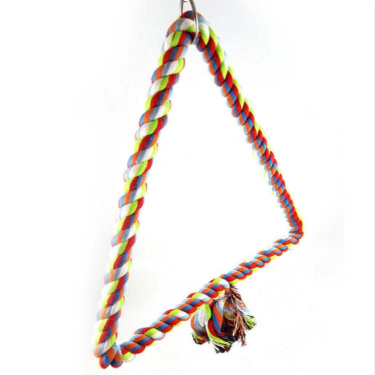 Colorful Cotton Rope Bird Perched Climbing Honed Triangle Cotton Rope Swing Toy - Trustpick