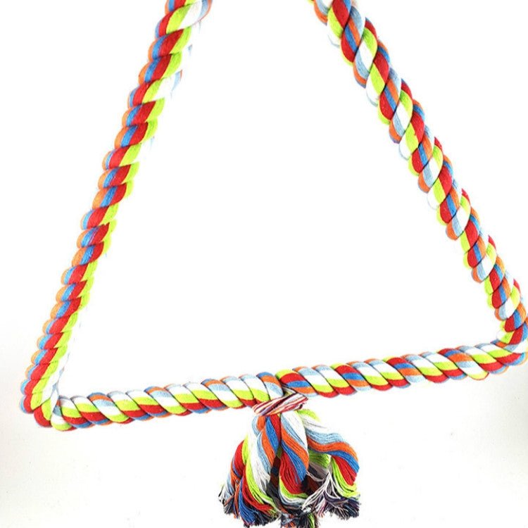 Colorful Cotton Rope Bird Perched Climbing Honed Triangle Cotton Rope Swing Toy - Trustpick