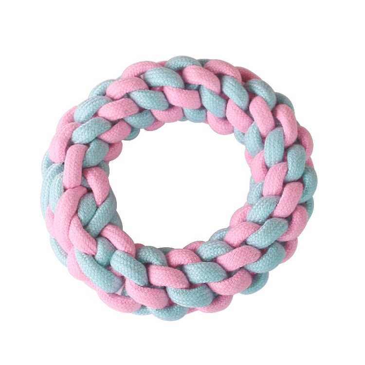 Cotton Rope Dog Molar Teeth Cleaning Toy Candy Color Woven Cotton Rope - Trustpick