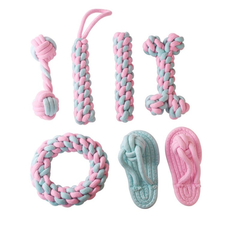 Cotton Rope Dog Molar Teeth Cleaning Toy Candy Color Woven Cotton Rope - Trustpick