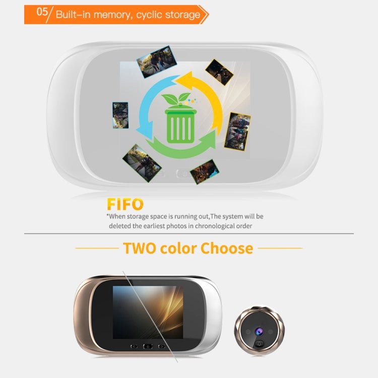 DD1 Smart Electronic Cat Eye Camera Doorbell with 2.8 inch LCD Screen, Support Infrared Night Vision - Trustpick