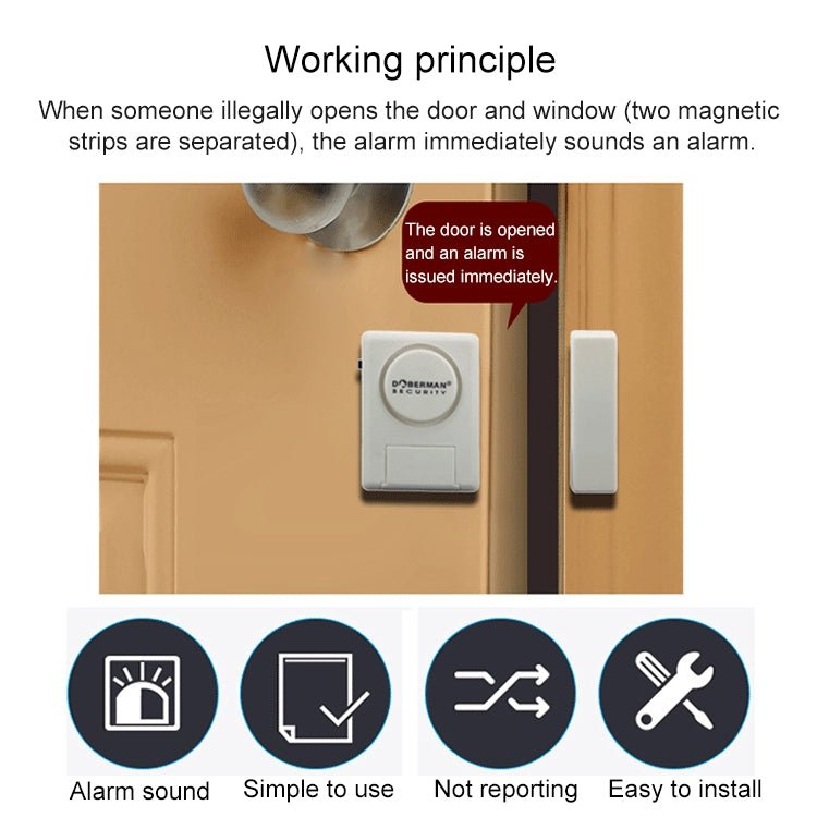 DOBERMAN SE - 0119 Household Anti - theft Wireless Remote Control Door Magnetic Sensor Alarm - Trustpick