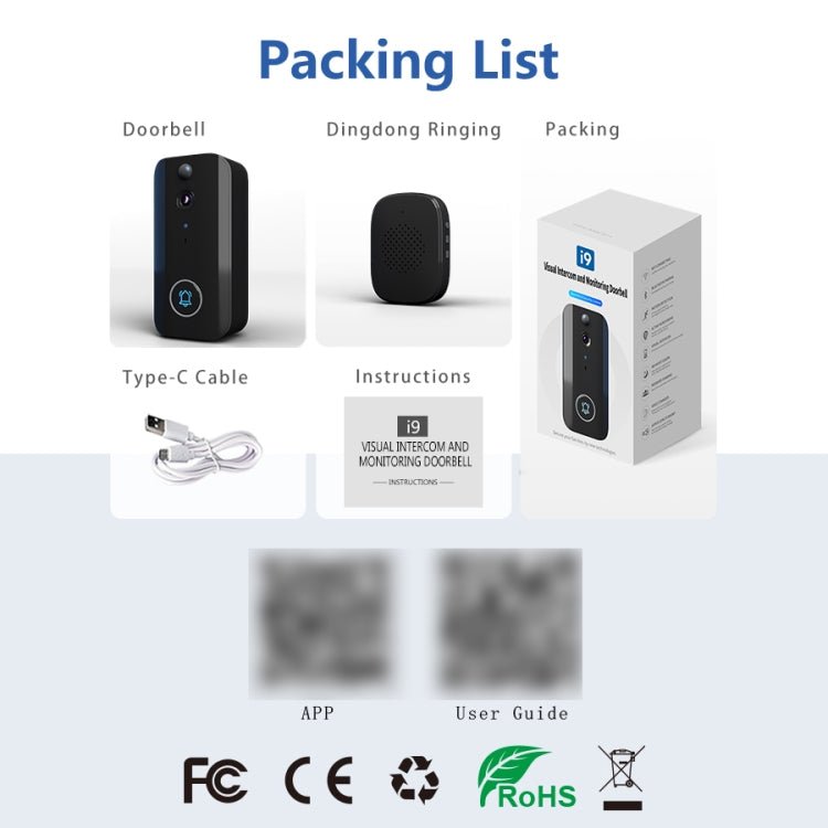 DoorBell i9 Wireless Doorbell Camera, Night vision, Motion Detection, Two - way Intercom - Trustpick