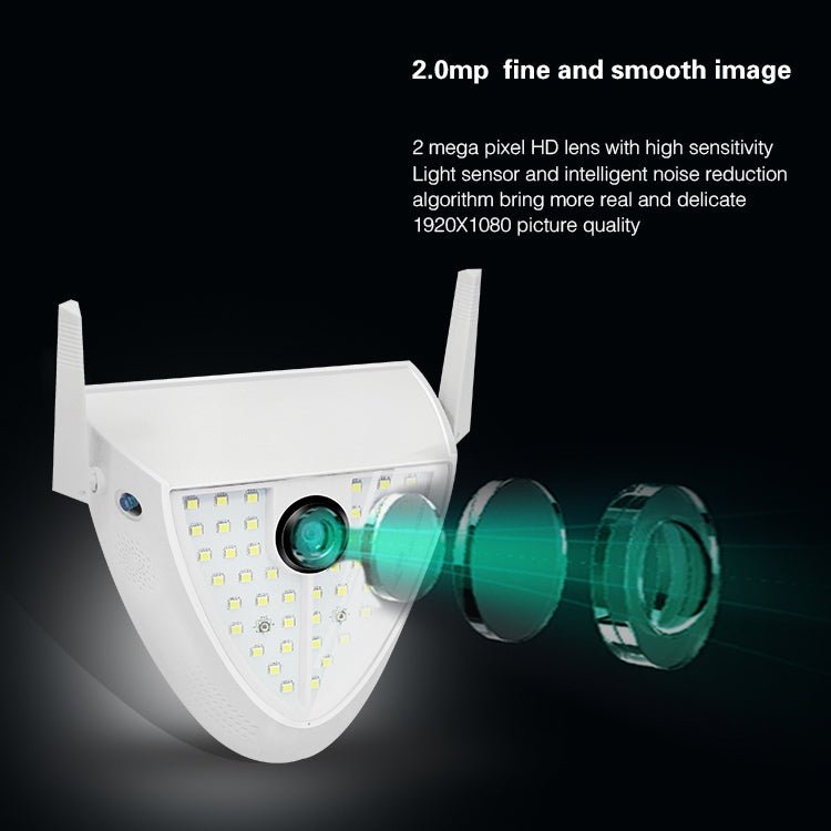DP16 2.0 Megapixel 42 LEDs Garden Light Smart Camera, Support Motion Detection / Night Vision / Voice Intercom / TF Card, AU Plug - Trustpick