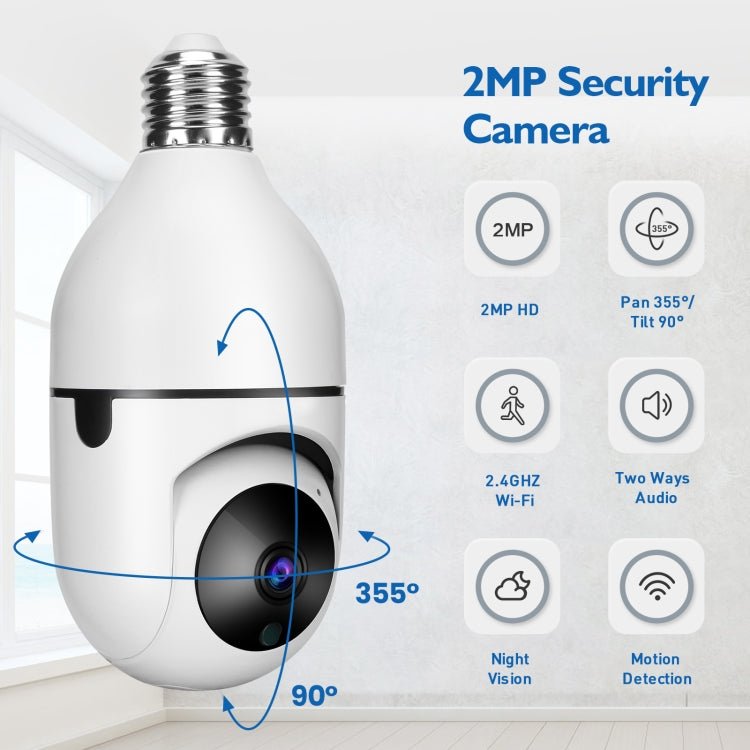 DP17 2.0 Million Pixels Single Light Source Smart Dual - band WiFi 1080P HD Outdoor Network Light Bulb Camera, Support Infrared Night Vision & Two - way Audio & Motion Detection & TF Card - Trustpick