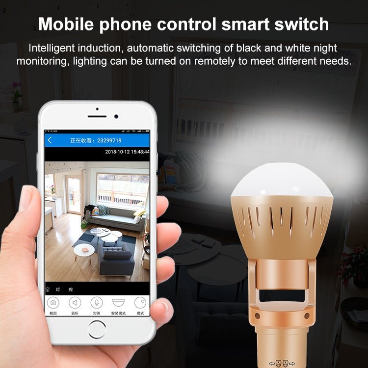 DP3 1.3 Megapixel Panoramic Universal Light Bulb Camera Mobile Phone Remote Installation Home Network HD Monitoring - Trustpick