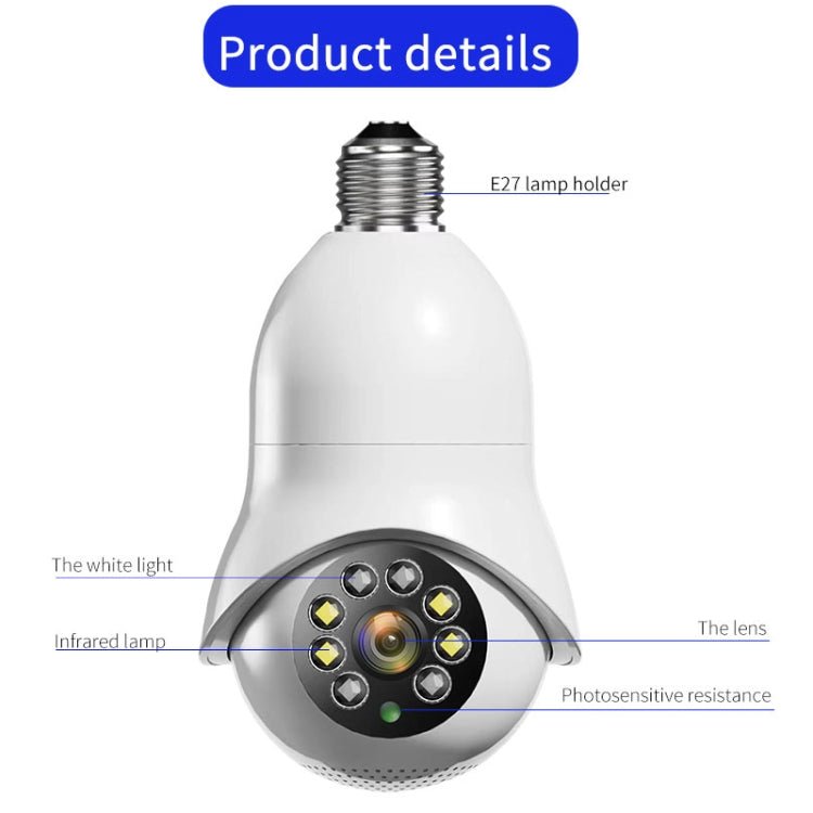 DP31 2.0MP HD Light Bulb WiFi Surveillance Camera, Support Motion Detection, Night Vision, Dual Light Source - Trustpick