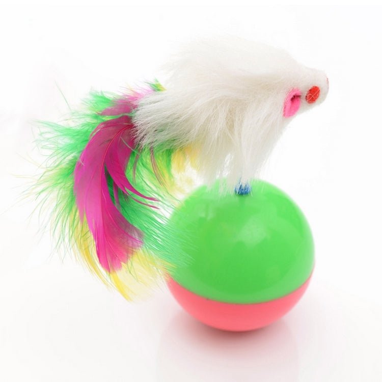 Durable Pet Cat Favorite Toys Feather Mouse Tumbler Plastic Toys Balls, Diameter: 5.5cm - Trustpick