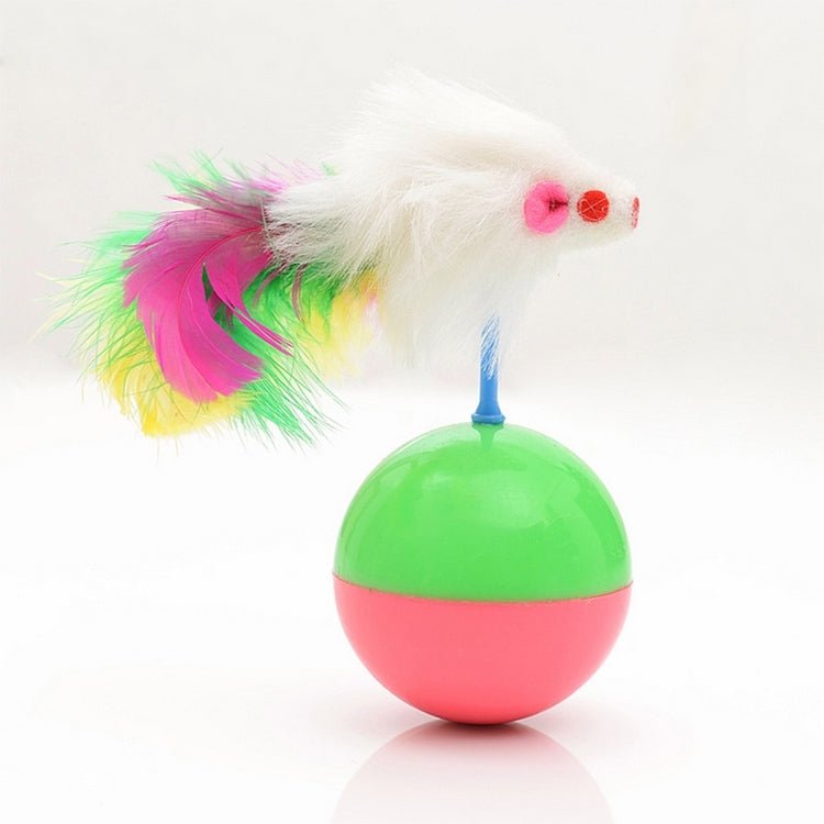Durable Pet Cat Favorite Toys Feather Mouse Tumbler Plastic Toys Balls, Diameter: 5.5cm - Trustpick