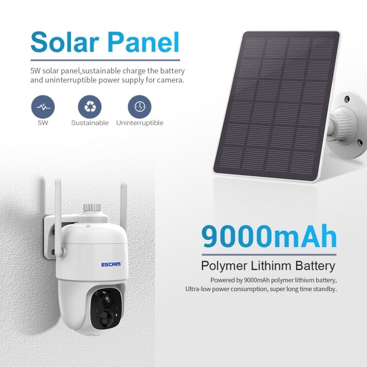 ESCAM G24 3MP WiFi Smart Night Vision Two - way Voice Intercom Solar Camera Support Full HD AI Recognition PIR Alarm - Trustpick