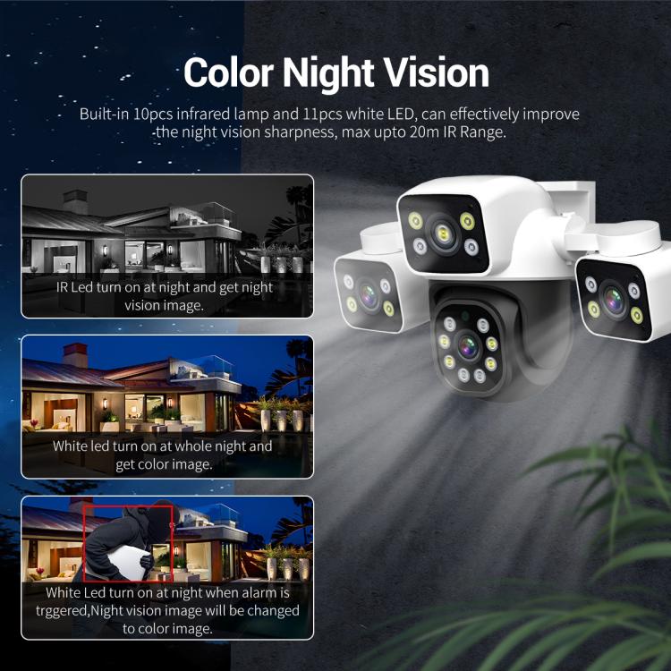 ESCAM PT223 3x4MP HD Motion Detection WiFi Three - screen PTZ IP Camera - Trustpick