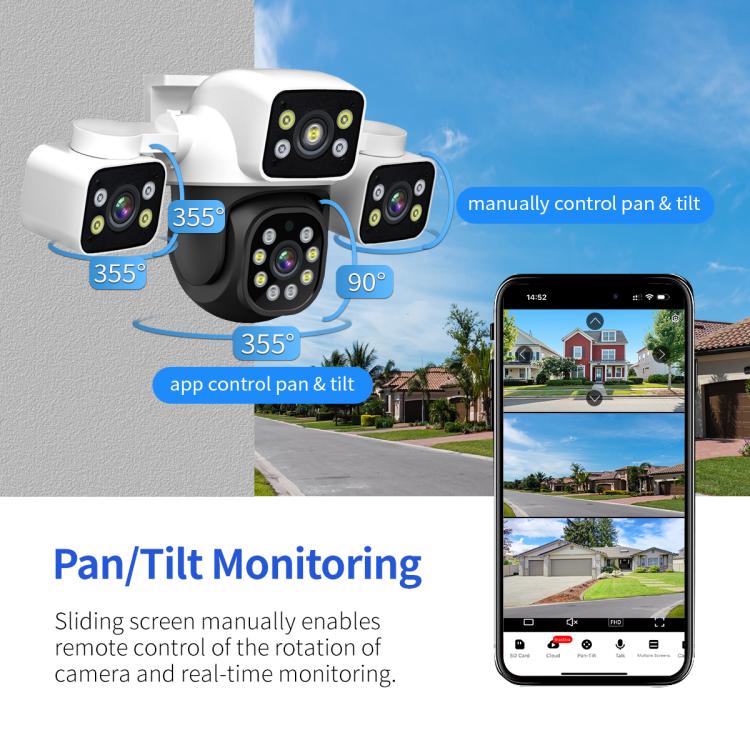 ESCAM PT223 3x4MP HD Motion Detection WiFi Three - screen PTZ IP Camera - Trustpick