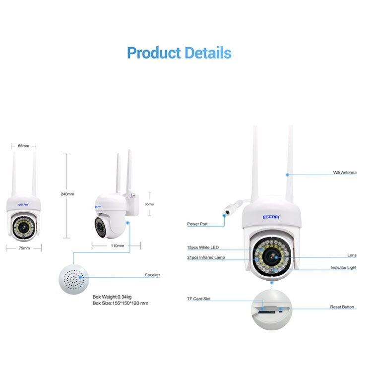 ESCAM PVR007 3MP Smart HD WiFi Camera Support Full Color Night Vision / Motion Detection / Sound Alarm / TF Card - Trustpick