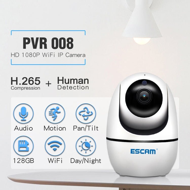 ESCAM PVR008 HD 1080P WiFi IP Camera, Support Motion Detection / Night Vision, IR Distance: 10m, AU Plug - Trustpick