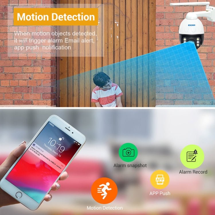 ESCAM Q5068 H.265 5MP Pan / Tilt / 4X Zoom WiFi Waterproof IP Camera, Support ONVIF Two Way Talk & Night Vision, AU Plug - Trustpick