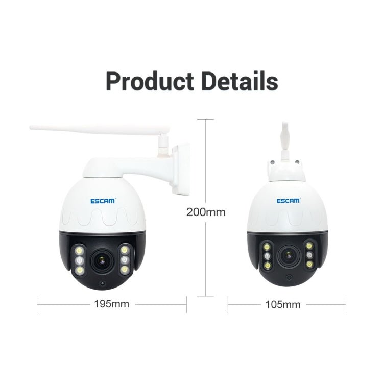 ESCAM Q5068 H.265 5MP Pan / Tilt / 4X Zoom WiFi Waterproof IP Camera, Support ONVIF Two Way Talk & Night Vision, AU Plug - Trustpick
