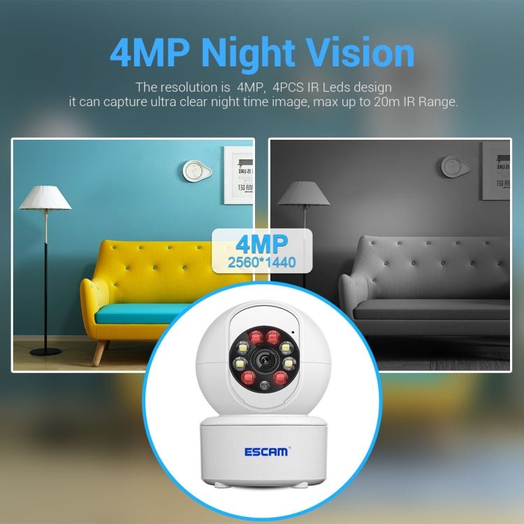 ESCAM QF005 4MP Indoor HD WiFi Pan - tilt Camera, Support Motion Detection / Two - way Audio / Night Vision - Trustpick