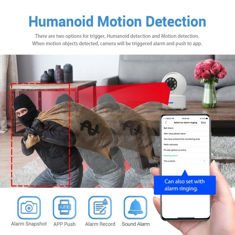 ESCAM QF005 4MP Indoor HD WiFi Pan - tilt Camera, Support Motion Detection / Two - way Audio / Night Vision - Trustpick