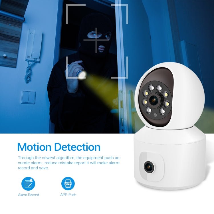 ESCAM QF010 2x2MP Dual Lens Dual Screen Surveillance WiFi Camera Support Two - way Voice & Motion Detection - Trustpick