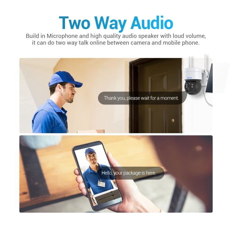 ESCAM QF170 2MP WiFi Full Color Night Vision Two - way Audio Solar Camera - Trustpick