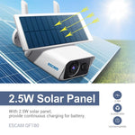 ESCAM QF180 H.265 3MP Solar Wifi IP Camera, Without Battery - Trustpick