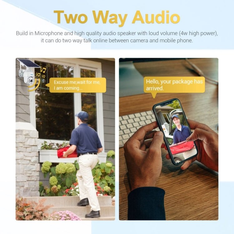 ESCAM QF280 HD 1080P IP66 Waterproof WiFi Solar Panel PT IP Camera with Battery, Support Night Vision / Motion Detection / TF Card / Two Way Audio - Trustpick