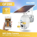 ESCAM QF280 HD 1080P IP66 Waterproof WiFi Solar Panel PT IP Camera without Battery, Support Night Vision / Motion Detection / TF Card / Two Way Audio - Trustpick