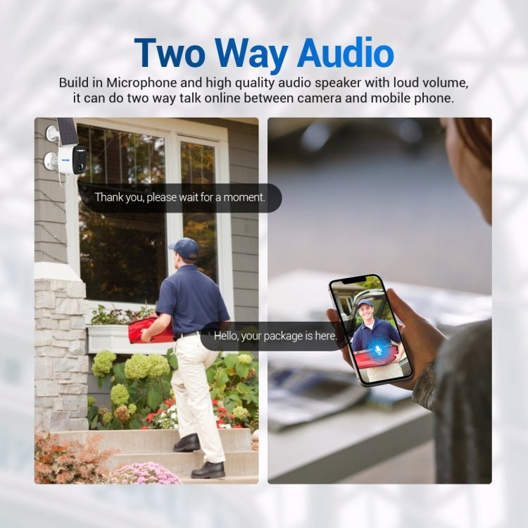 ESCAM QF370 3MP Cloud Storage PT WIFI Solar Panel IP Camera with PIR Alarm Support Night Vision & Two Way Audio - Trustpick