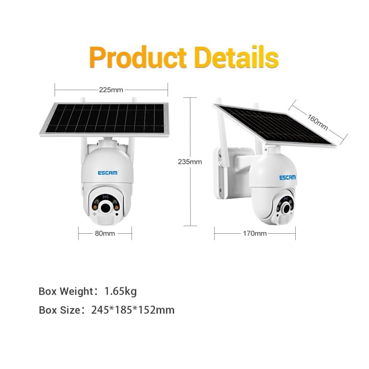 ESCAM QF450 HD 1080P 4G AU Version Solar Powered IP Camera with 64G Memory, Support Two - way Audio & PIR Motion Detection & Night Vision & TF Card - Trustpick