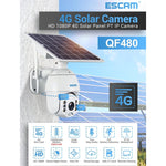 ESCAM QF480 US Version HD 1080P IP66 Waterproof 4G Solar Panel PT IP Camera without Battery, Support Night Vision / Motion Detection / TF Card / Two Way Audio - Trustpick