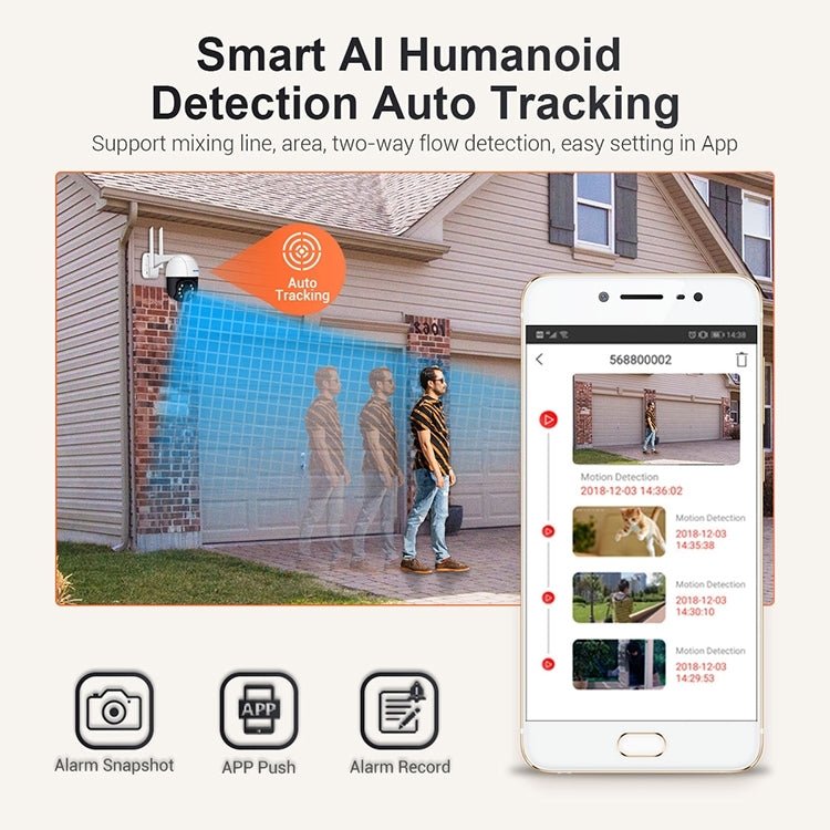 ESCAM QF518 5MP Smart WiFi IP Camera, Support AI Humanoid Detection / Auto Tracking / Dual Light Night Vision / Cloud Storage / Two Way Audio / TF Card - Trustpick