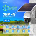ESCAM QF724 3MP 24h Recording Cloud Storage PT 4G PIR Alarm IP Camera with Solar Panel - Trustpick