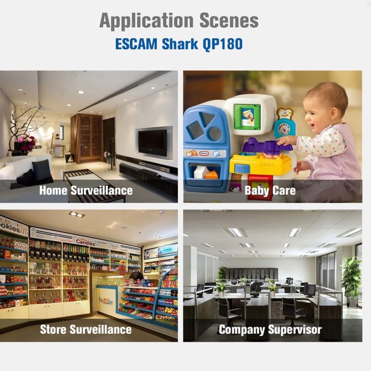 ESCAM Shark QP180 960P 360 Degrees Fisheye Lens 1.3MP WiFi IP Camera, Support Motion Detection / Night Vision, IR Distance: 10m - Trustpick